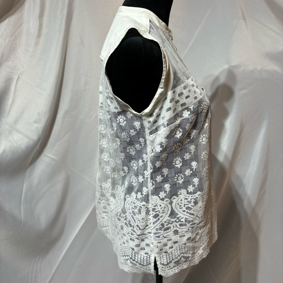 CABI Prudence White Lace Sheer Top w/ Veri White Top Size S - Picture 8 of 13
